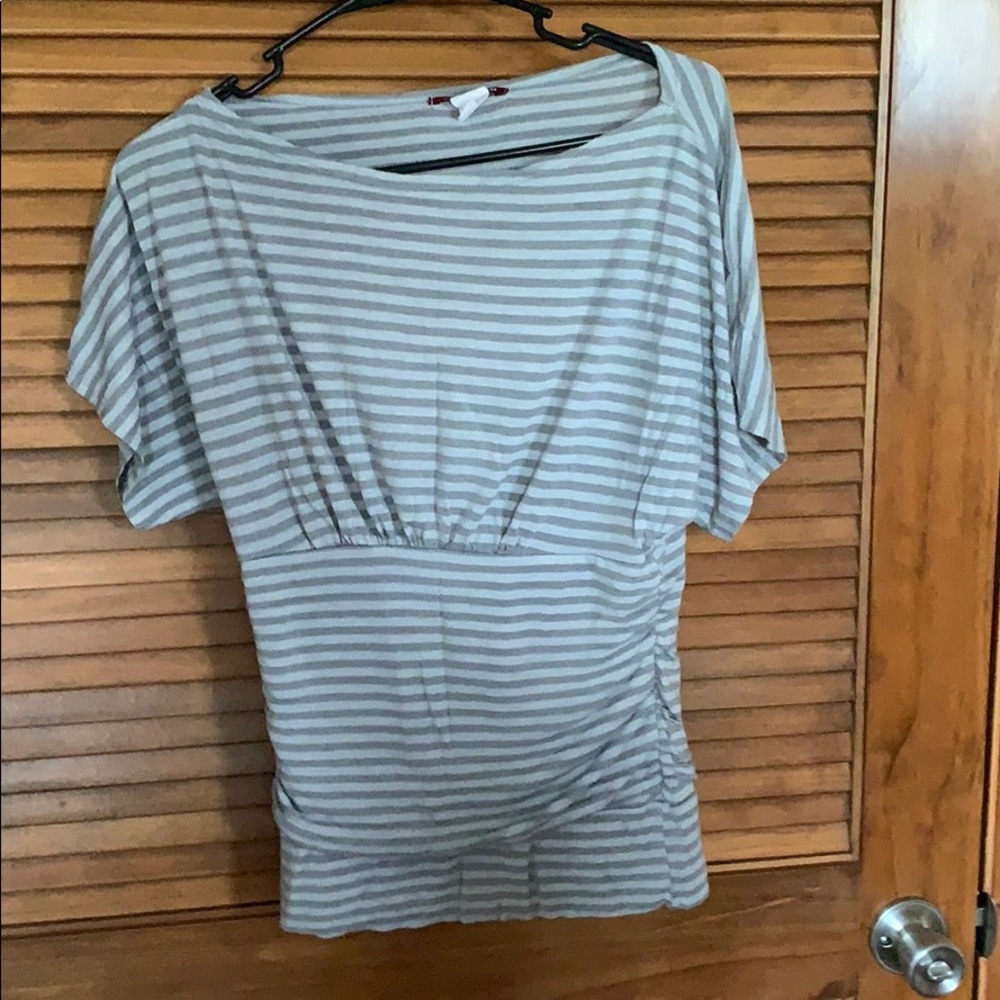 Grey and white striped shirt